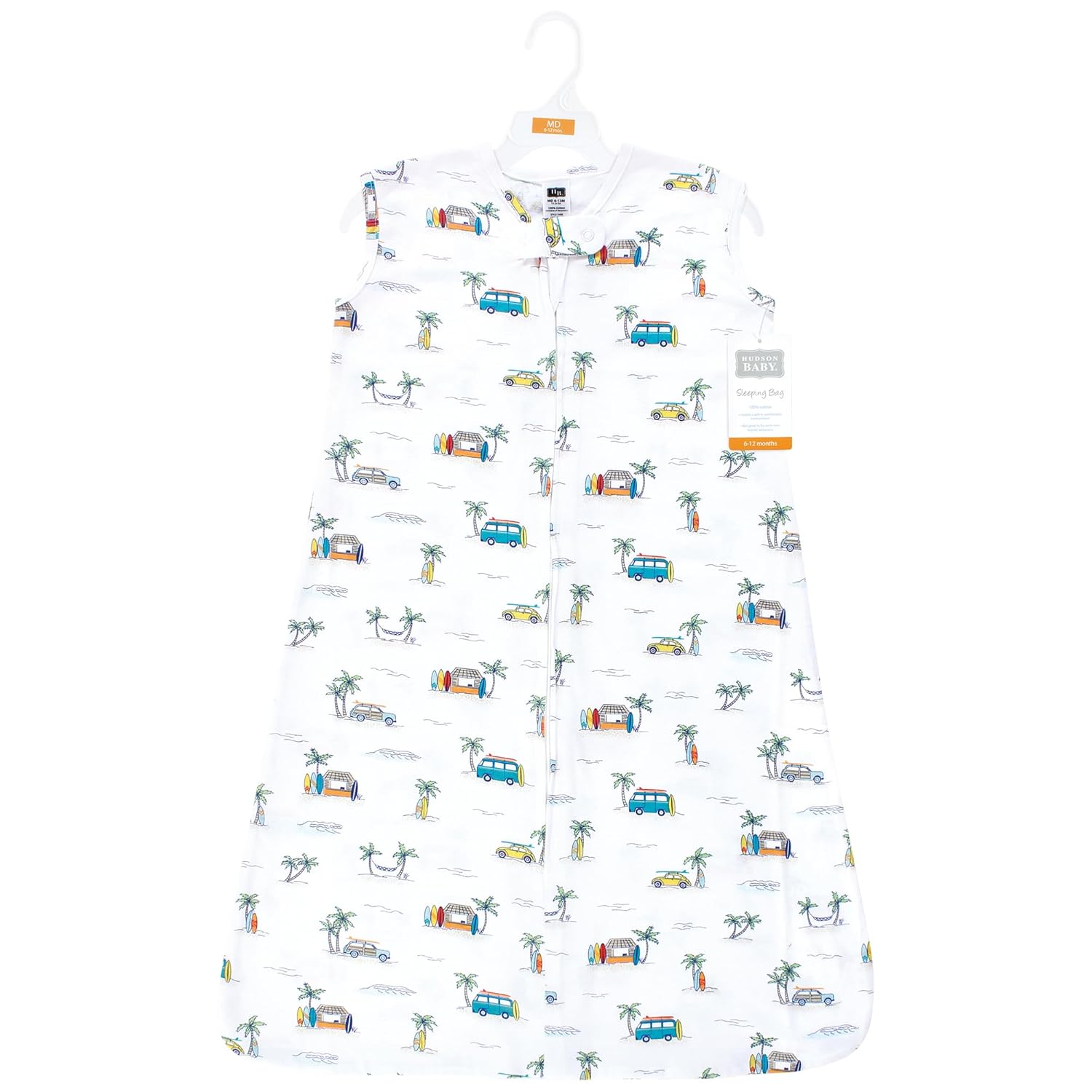 Hudson Baby Unisex Baby Cotton Sleeveless Wearable Sleeping Bag, Sack, Blanket, Surfer Dude, 12-18 Months Surfer Dude 12-18 Months