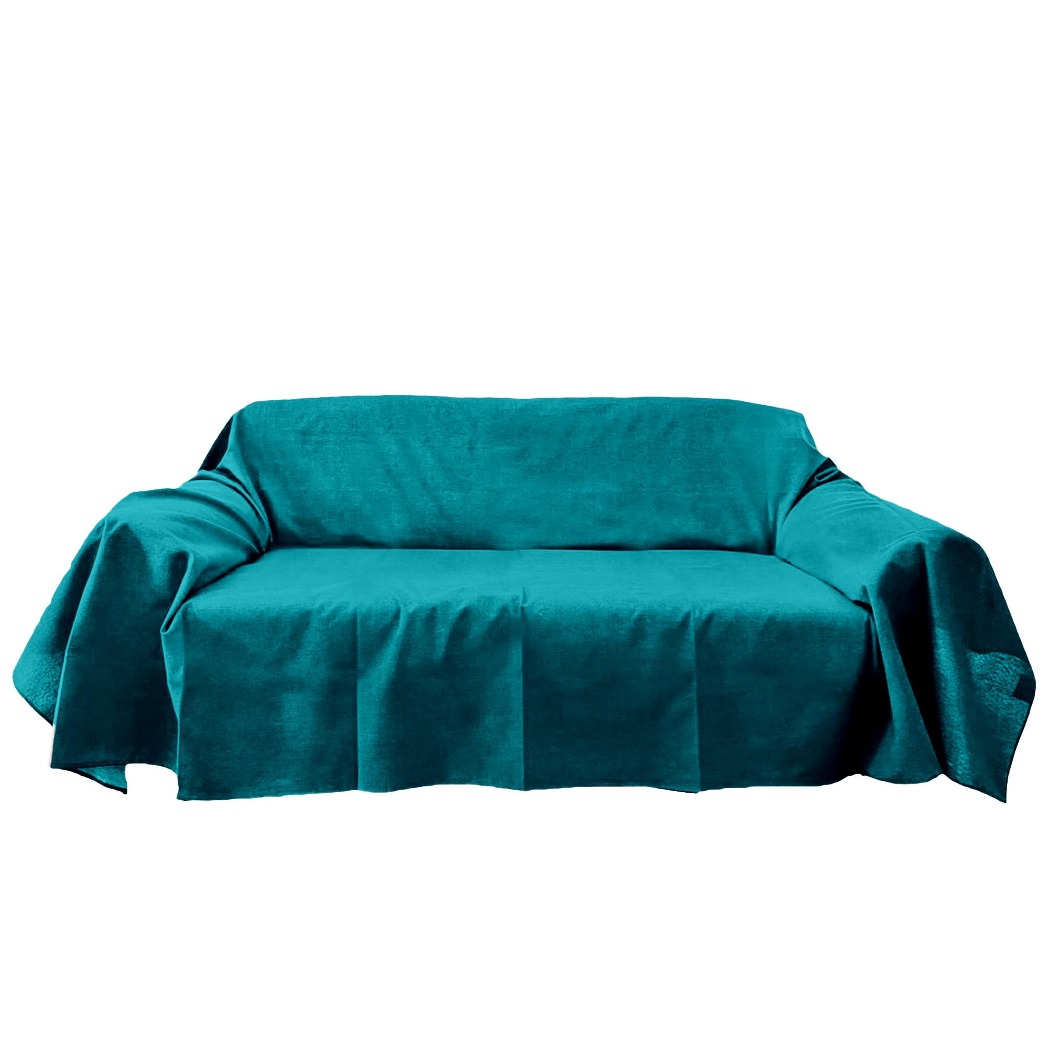 Telo copridivano 3 posti cotone e Poliestere , Foulard copridivano 2 posti e 3 posti, Telo Arredo Divano made in Italy 170x260 e 260x280, Telo divano 3 posti (Petrolio, 170_x_280_cm)