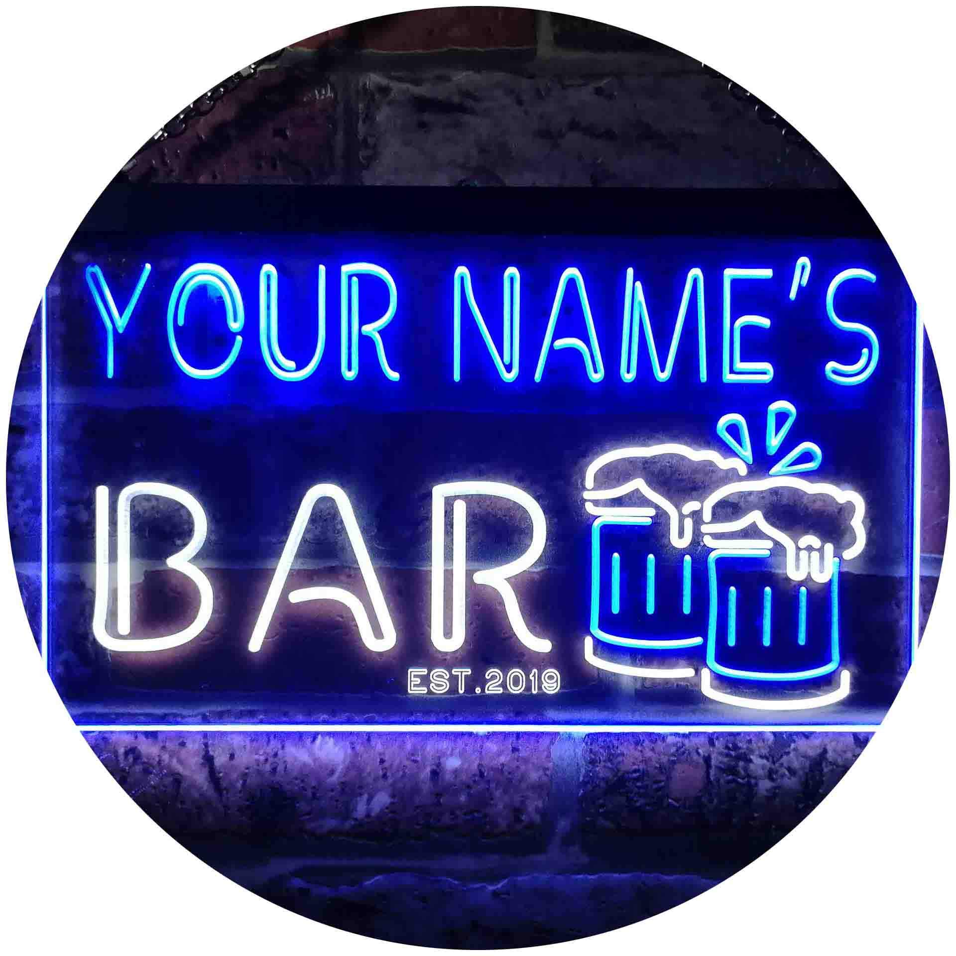 Advpro White & Blue Personalized Your Name Est Year Theme Bar Beer Mug Decoration Dual Color Led Neon Sign 300 X 210Mm St6s32-W1-Tm-Wb
