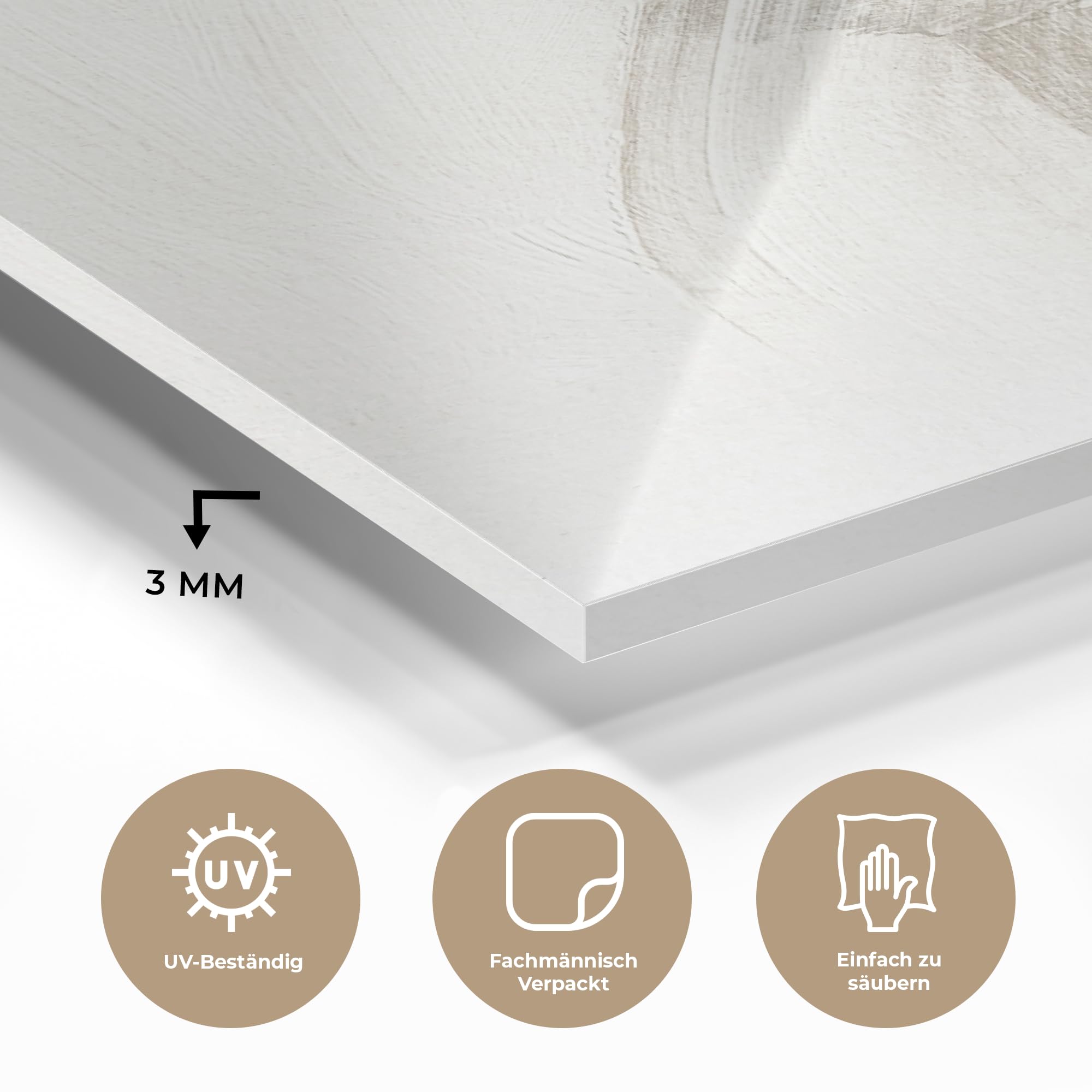 MuchoWow© Bild auf Glas Schlafzimmer Bilder Badezimmer Wand Deko Wohnzimmer | 40x60 cm - Modern Wanddeko Bilderwand Geschenk Abstrakt - Moderne Kunst - Beige