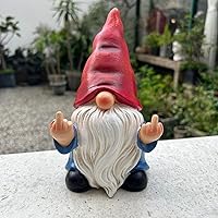 Funny Middle Finger Gnome Statue 7.8in - Naughty Weather-Resistant Garden Gnome for Lawn, Porch or Home Decor by WSHMZYHOME