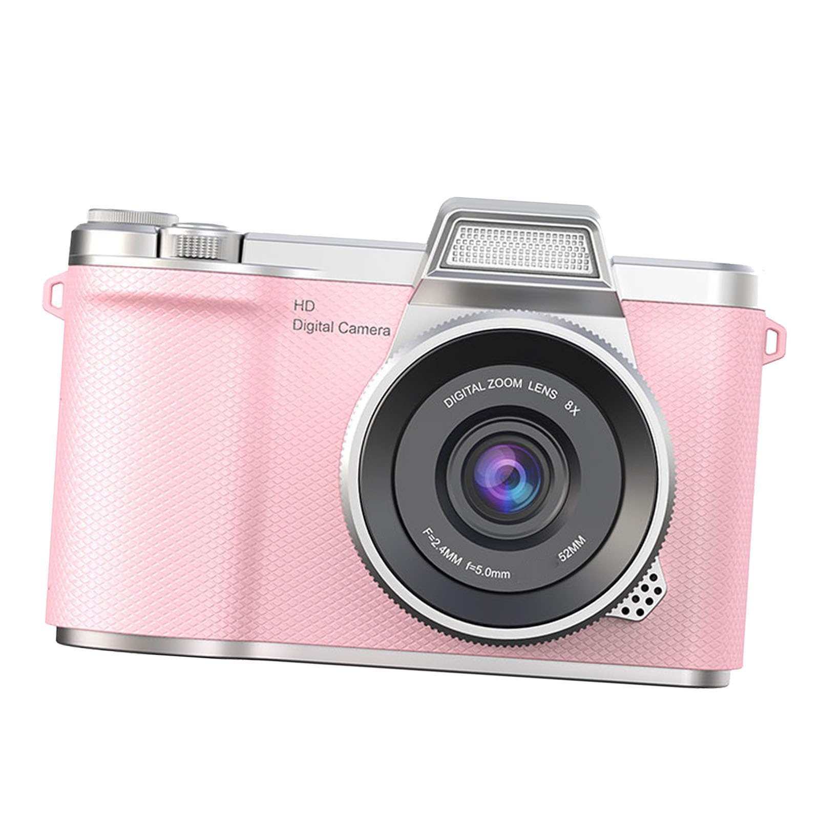banapoy Fotocamera Mirrorless da 48 MP 1080P con Zoom 8X, Schermo Ribaltabile da 2,4 Pollici, Flash Integrato, Messa a Fuoco Automatica, Anti-Vibrazione per Fotografi Principianti (Pink)