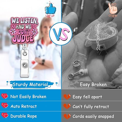 Miniatura 9 de Carrete de insignia de enfermera con purpurina azul con clip de identificación, Sana Sana Colita De Rana, lindo carrete de insignias retráctil para