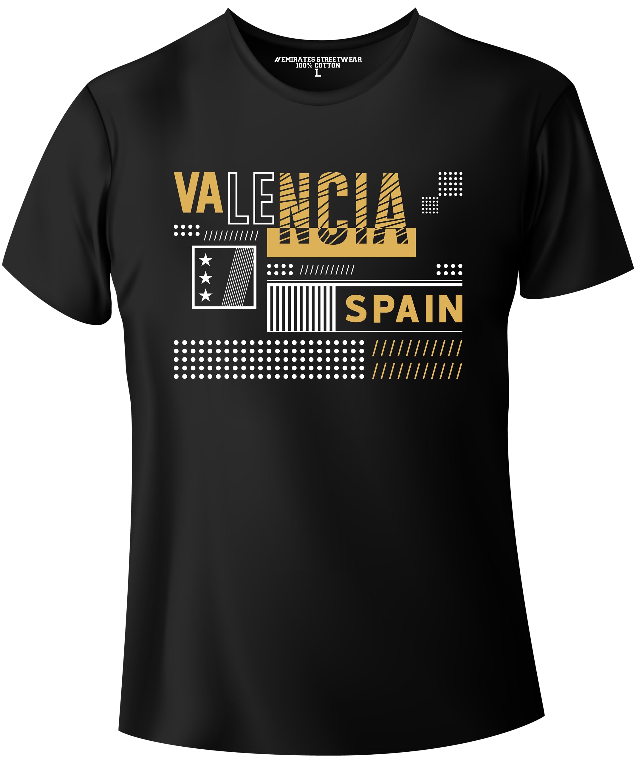 Emirates StreetwearValencia Spain, Famous World City T-Shirt for Men or Women, Unisex Tee, D-0086