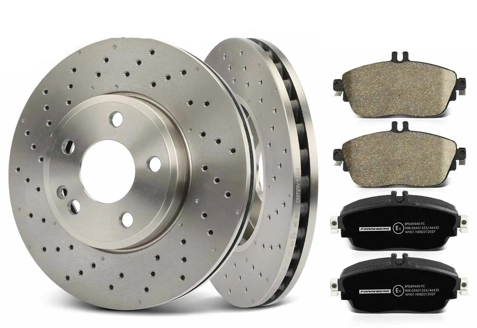 2 Dischi Freno 4 Pastiglie Per Asse Anteriore Per Benz W176 W242 W246