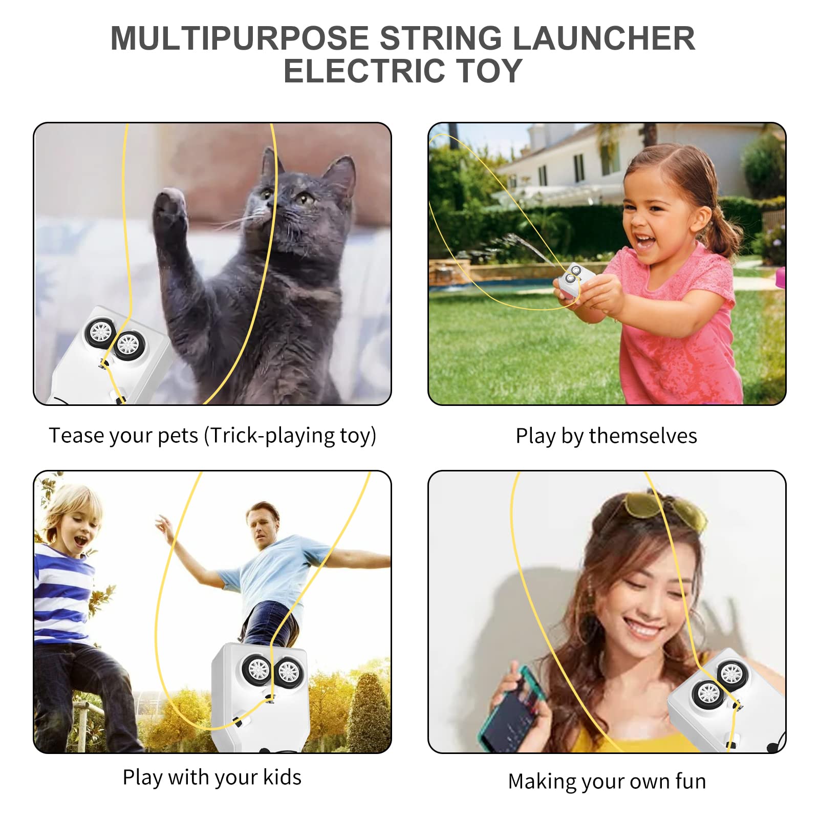 HENGBIRD Lasso String Shooterm, Último Loop Lasso String Shooter Juguete, Handheld Zip String Launcher, Lope Launcher Hélice, Lasso String Shooter para niños (panda blanco) (Blanco)