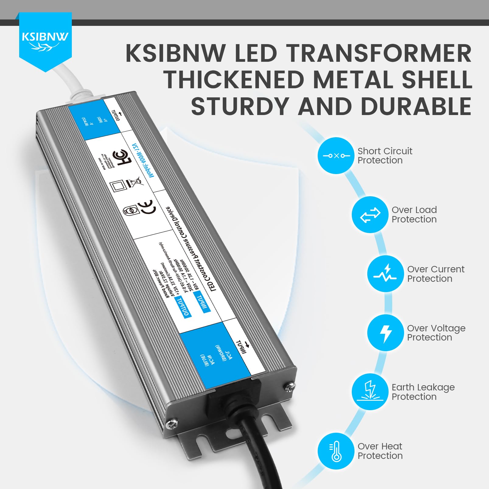 KSIBNW Transformateur 220V 12V 200W LED Driver Etanche IP67, Extérieur Transfo avec Prise 220V AC à 12V 16,6A Convertisseur Imperméable Ultra Fin Alimentation Tension Basse Constante Adaptateur