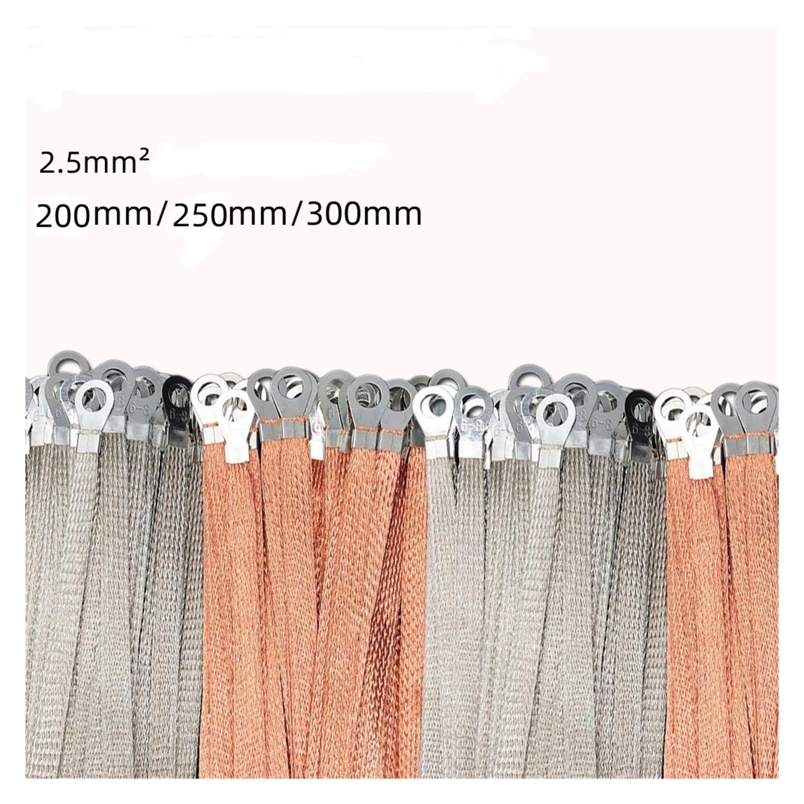 Cable de puente de conexión a tierra trenzado, Cable trenzado plano de cobre, puente for puerta, puente, cable de tierra, multicolor, 2,5 pies cuadrados (200-300 mm)(Tinned Copper,250MM-2.5 SQUARE)