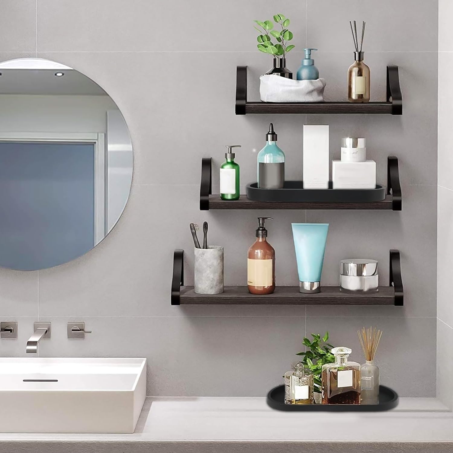 Étagère De Bain Murale,Plateaux De Salle De Bain Sans Perforation,Plateau De Bain,Organisateur