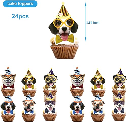 Miniatura 4 de 25 piezas de suministros de fiesta de cumpleaños para perros y mascotas, decoración de cupcakes para niños, regalos de fiesta de cumpleaños,