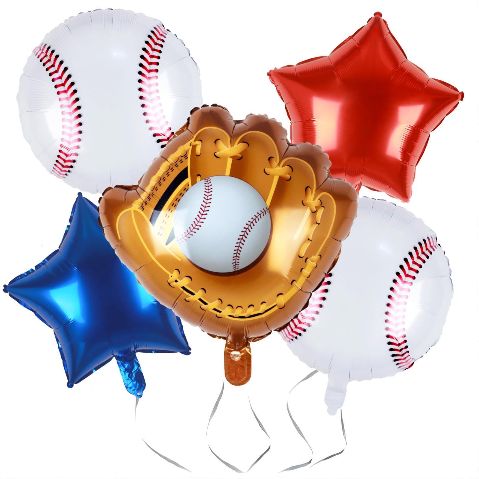 Kwuz Baseball Balloons Baseball Party Decoration | Baseball Sports Theme Birthday Party Supplies Favors 20Inch Foil Mylar Navy Blue Red White Sports