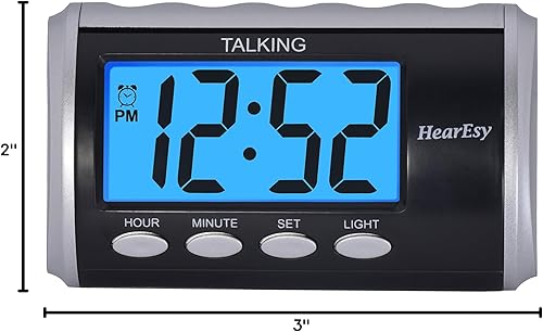 Miniatura 7 de Reloj despertador parlante para personas con discapacidad visual, reloj de escritorio de números grandes, reloj de día para personas mayores,