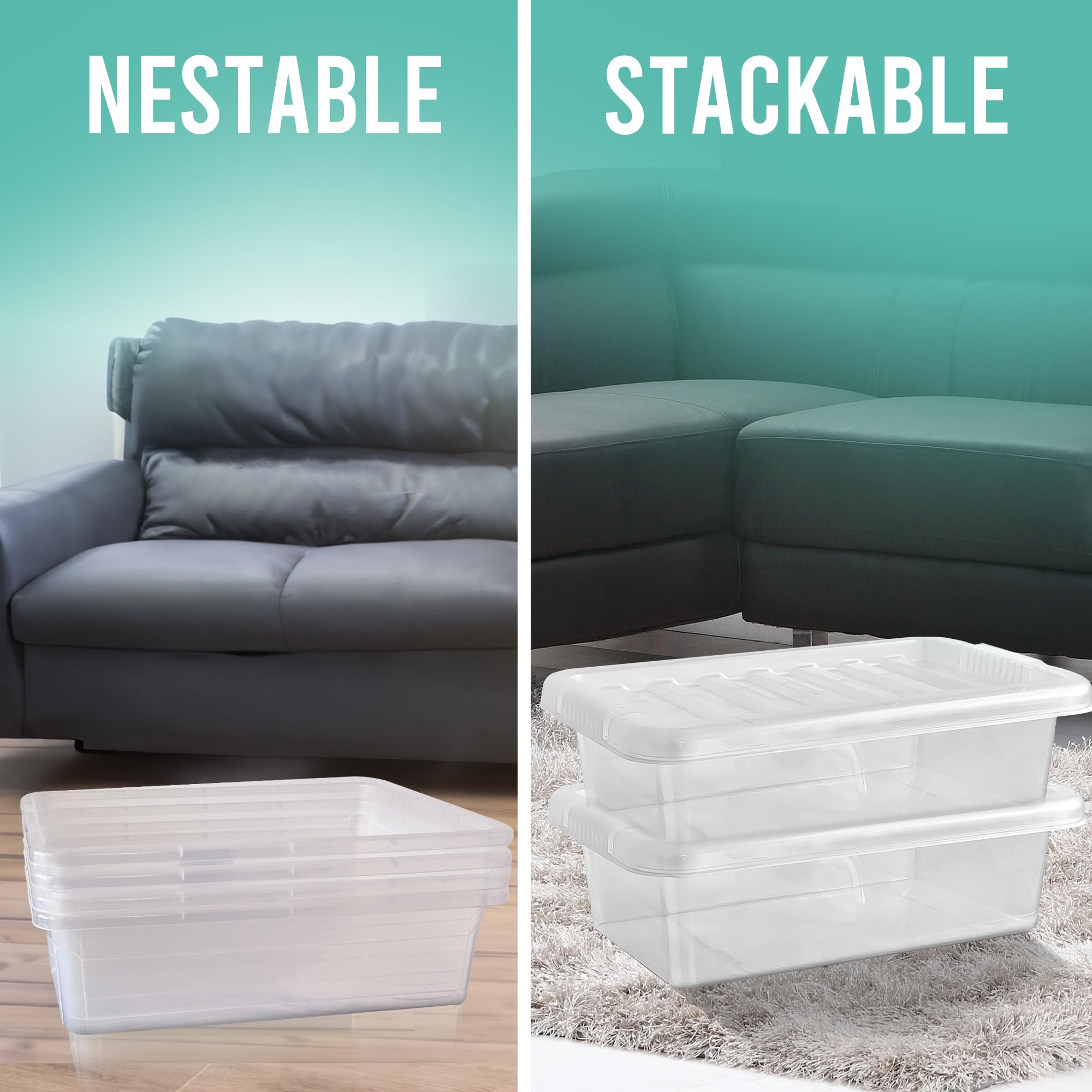 Clear Plastic Shoe Box With Lid, 6 Pack Stackable Storage For Size 13