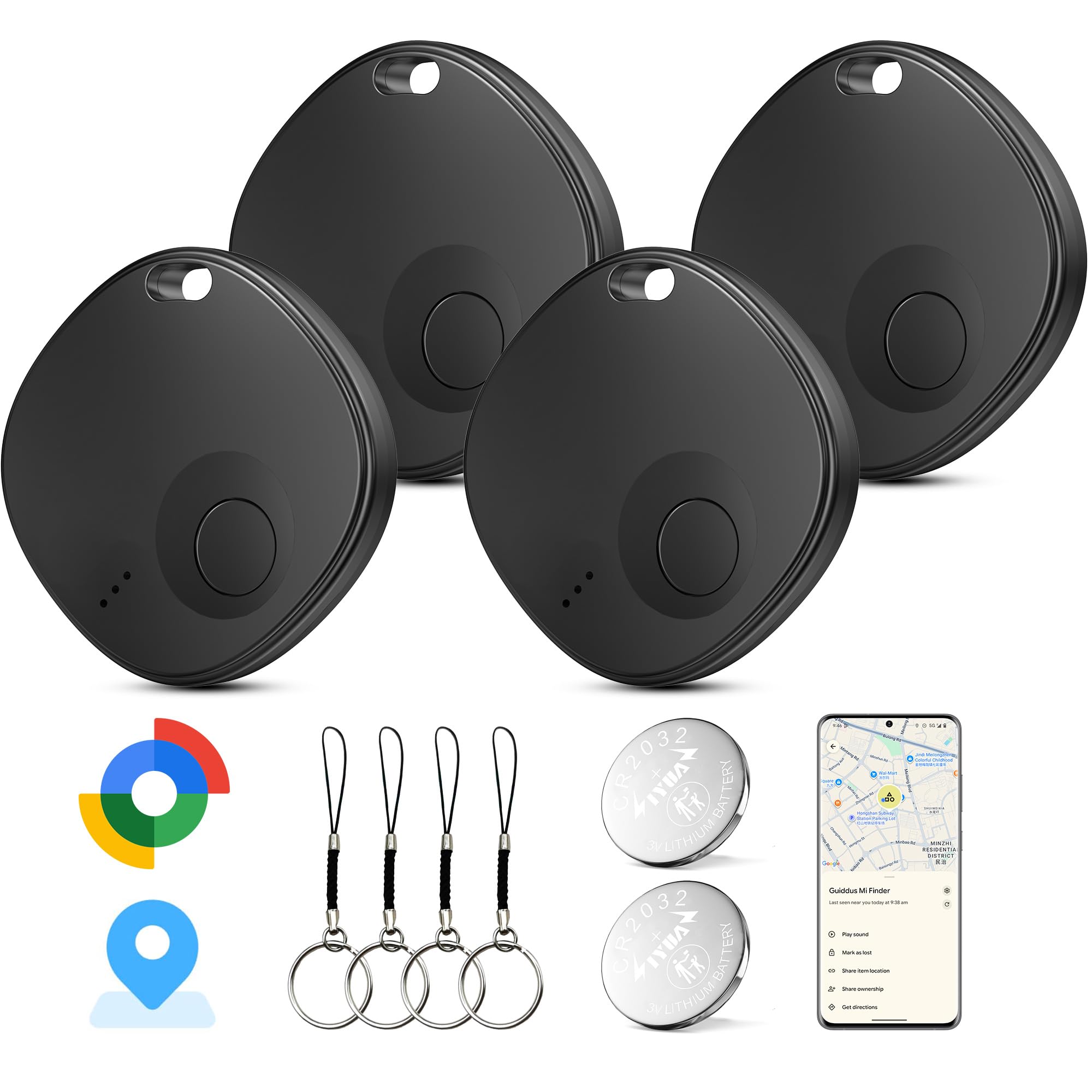 Android Tracker Tags, 2026 New Smart Tags-4 Pack Android, Bluetooth Tracking Tag Compatible Google Find Hub App, Keys Finder and Item Locator for Keys,Luggages,Wallet