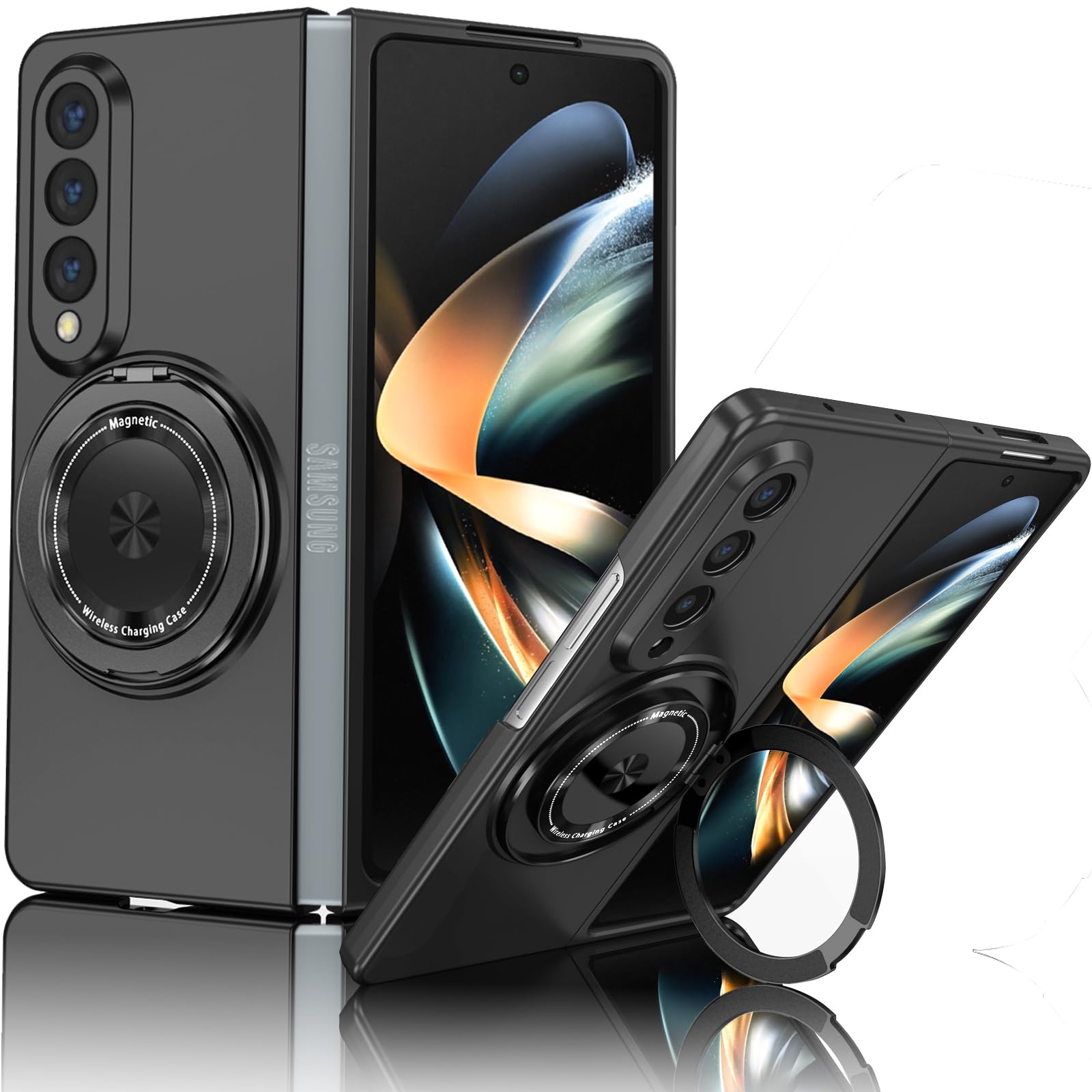 MRRSIWEI Designed for Samsung Galaxy Z Fold 3 Case Magnetic with Kickstand [Compatible with MagSafe], Slim Rugged Shockproof Anti-Scratch Phone Case