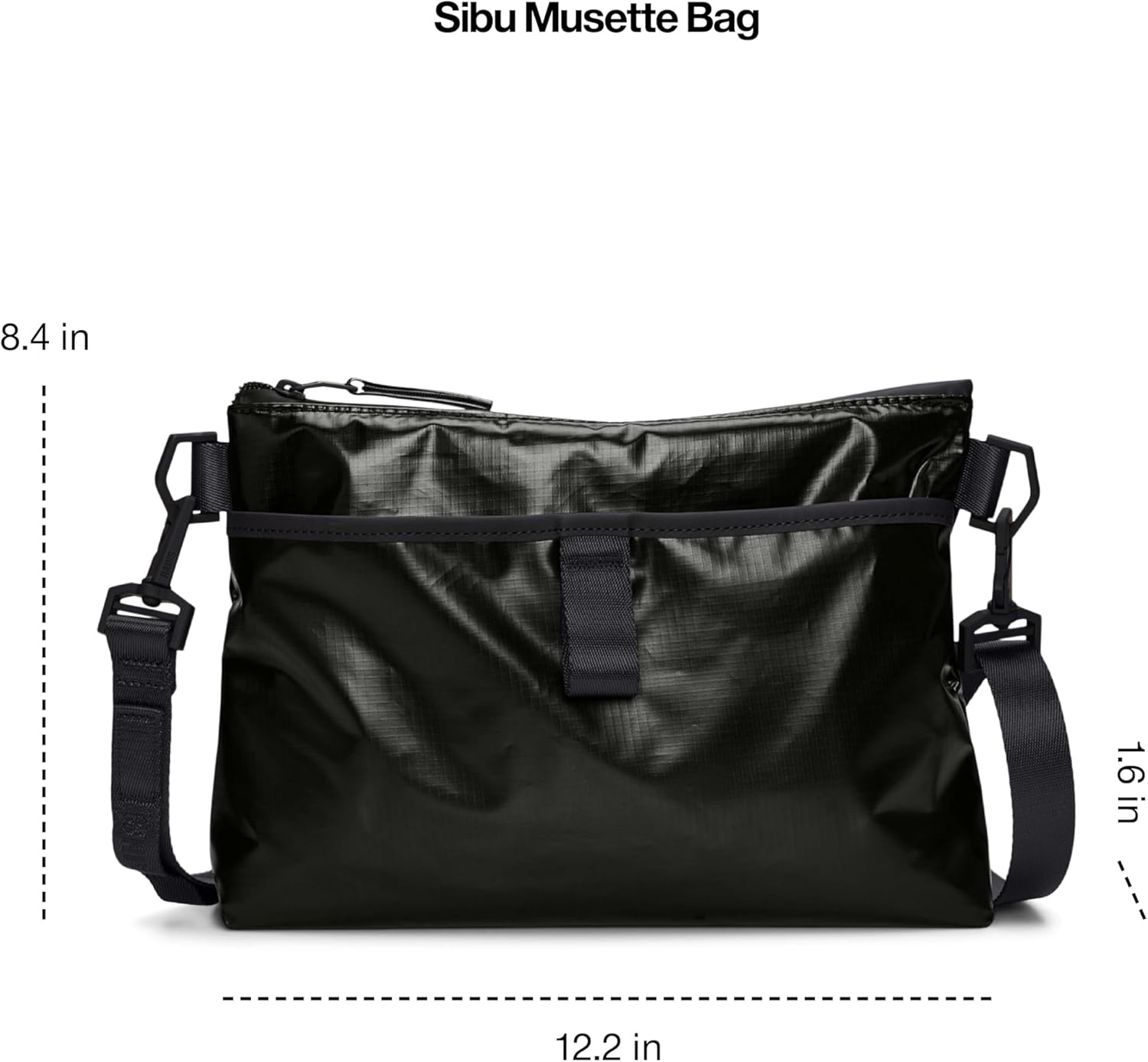 RAINS Sibu Musette Bag - Black Waterproof Unisex Crossbody Shoulder Bag for Men and Women with Coated Zip Closure for Travel or Everyday Use - 2 Year Warranty - Image 6