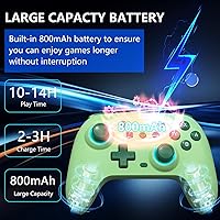 Vista 5 de SZYUYU Switch Controller for Switch 2,Switch Pro Controller for Switch/OLED/Lite/PC with 7 Colors LED Light/3-level TURBO Adjustable,4-Speed Dual