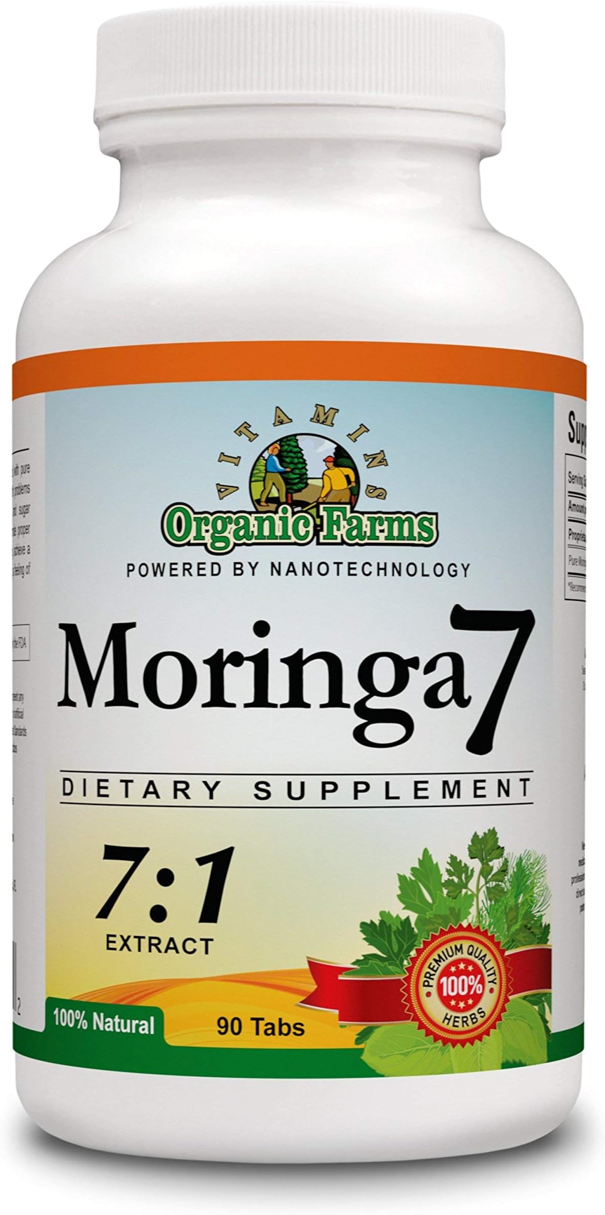 Moringa 7 Super Grass, 100% Natural Dietary Supplement, Rich in Natural nutrients, Highly Concentrated Pure Organic Moringa Oleifera Extract - 1875mg