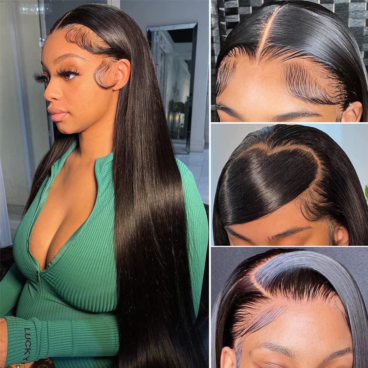 HD Lace Front Wigs Human Hair 13x4 Transparent Lace Front Wigs 180% Density Pre Plucked with Baby Hair Straight Human Hair Wigs for Black Women Brazilian Remy Virgin Human Hiar Wigs