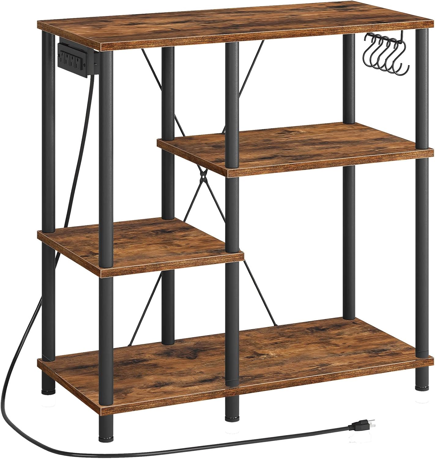 HOOBRO Bakers Rack with Power Outlet, Microwave Stand...