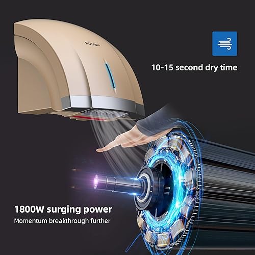 Miniatura 19 de Secadores de manos para baños, montaje en pared, paquete de 3 sopladores eficientes de viento frío y cálido, secado rápido para baños de la Plata