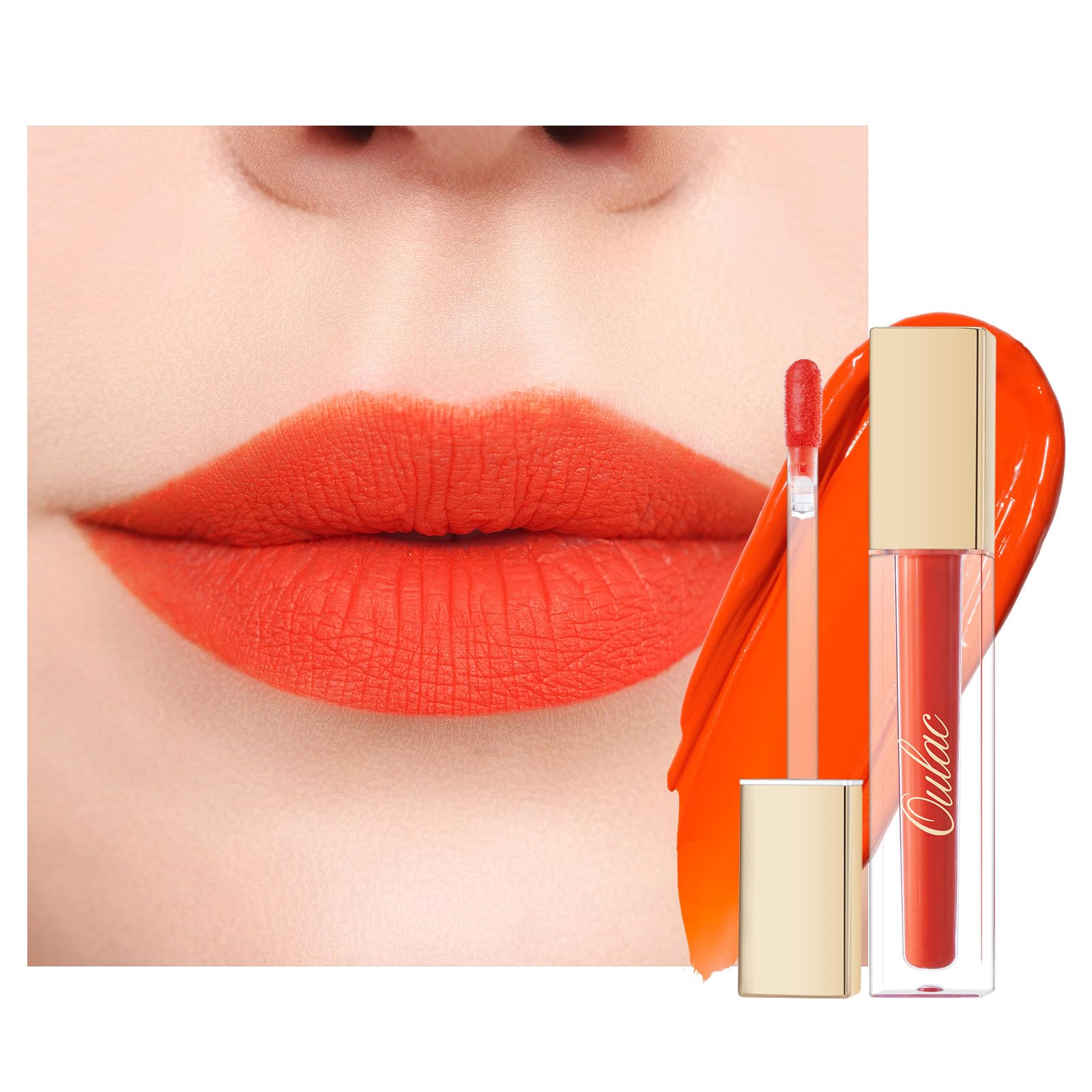Sponsored Ad – Matte Liquid Orange Lipstick for Women - High Impact Colour Lip Stain Waterproof & Long Lasting Lip Tint with Vitamin E & Rose Oil, Vegan, Coral Red M07