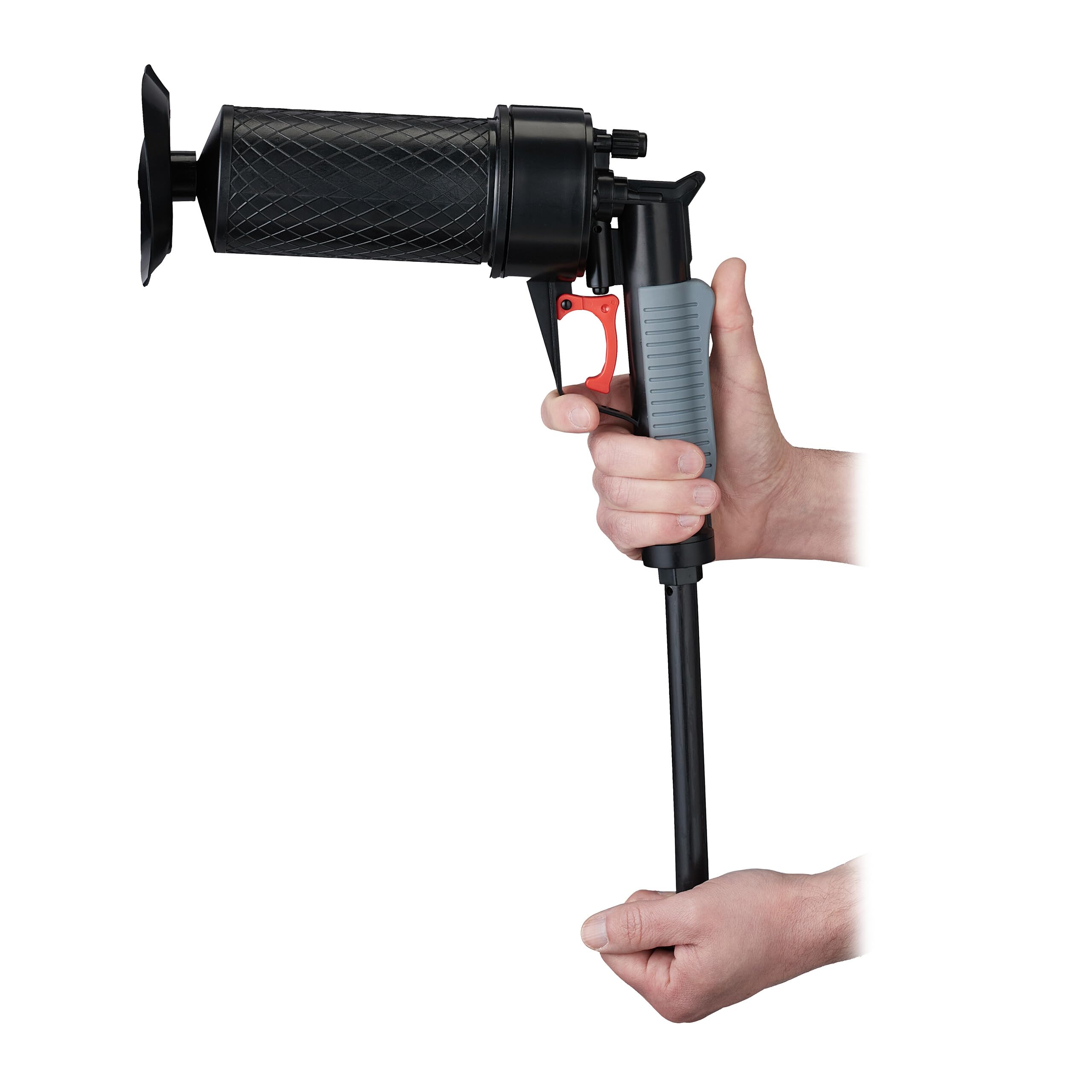 Relaxdays Pistolet déboucheur à air comprimé, 4 Embouts, pour Douche, Toilette, évier, etc., débouche canalisation, Noir