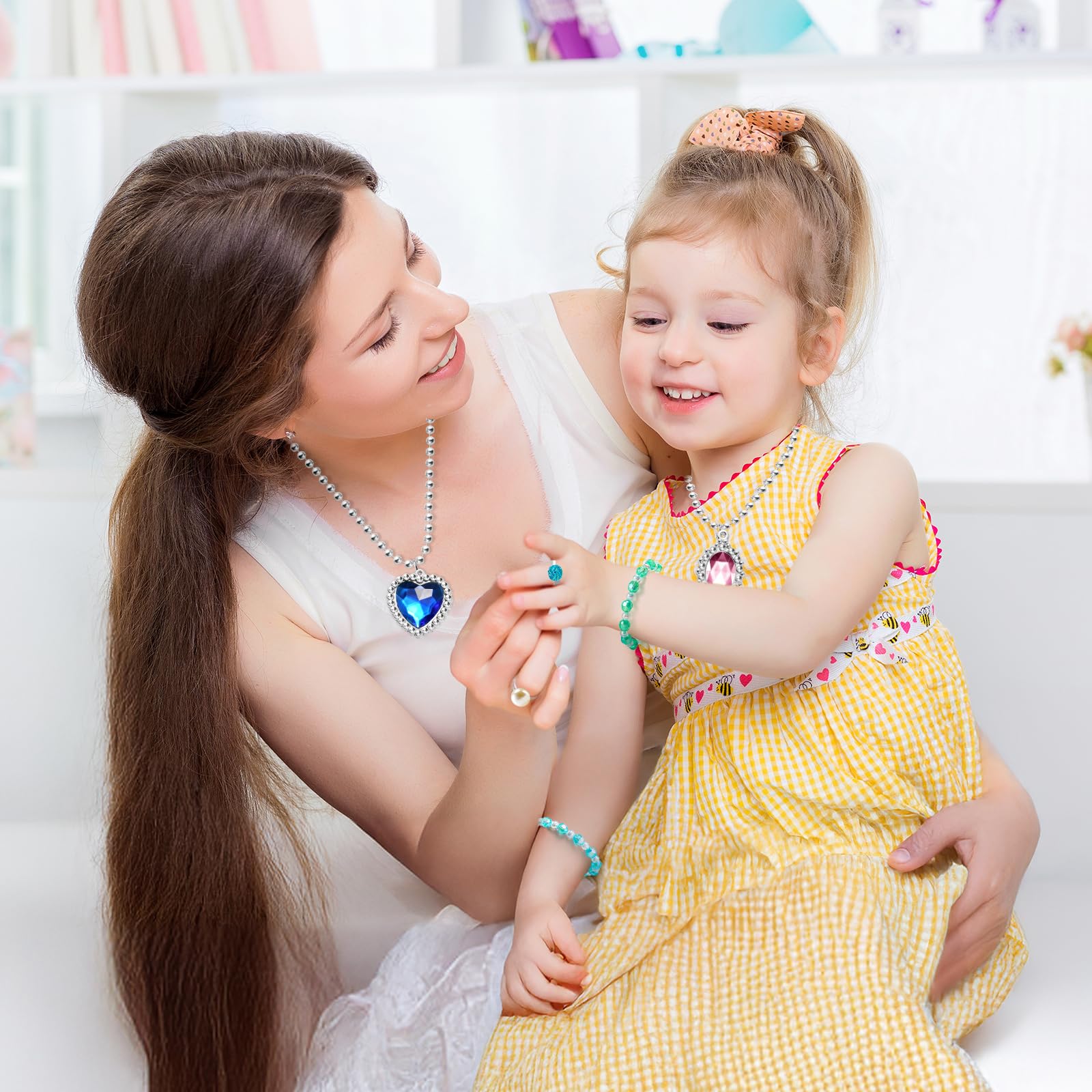 36pcs Princess Play Jewelry Set for Little Girls Ages 4-6, Kids Costume Dress Up Jewelry Necklace Bracelet Rings for Toddlers, Childrens Princess Birthday Party Favors Gift 3-5 4 5 6 7 8 Year Old Girl