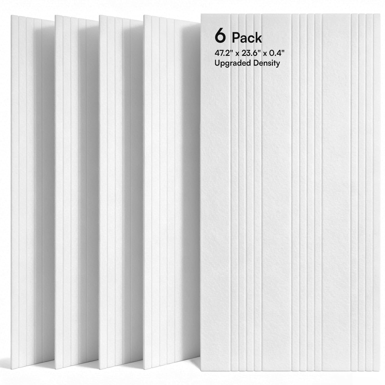 SODOCT 6 Pack Large Sound Proof Panels for Walls, 47.2" X 23.6" X 0.4" | White, Cover 46.4 sq.ft, High-Density Polyester, Echo &amp; Reverb Control, For Office, Recording Studio, Living Room Wall Decor