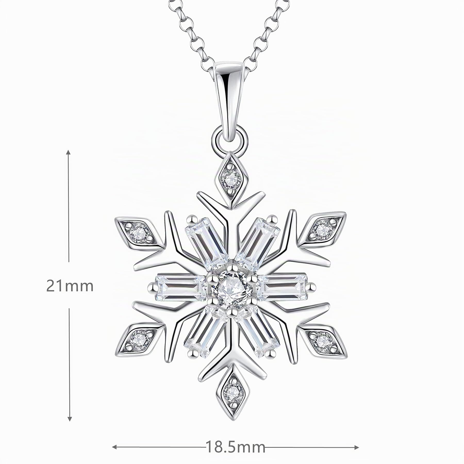 JO WISDOM Collar Colgante Copo de nieve Plata de ley 925 Cristales Swarovski Mujer Joyería
