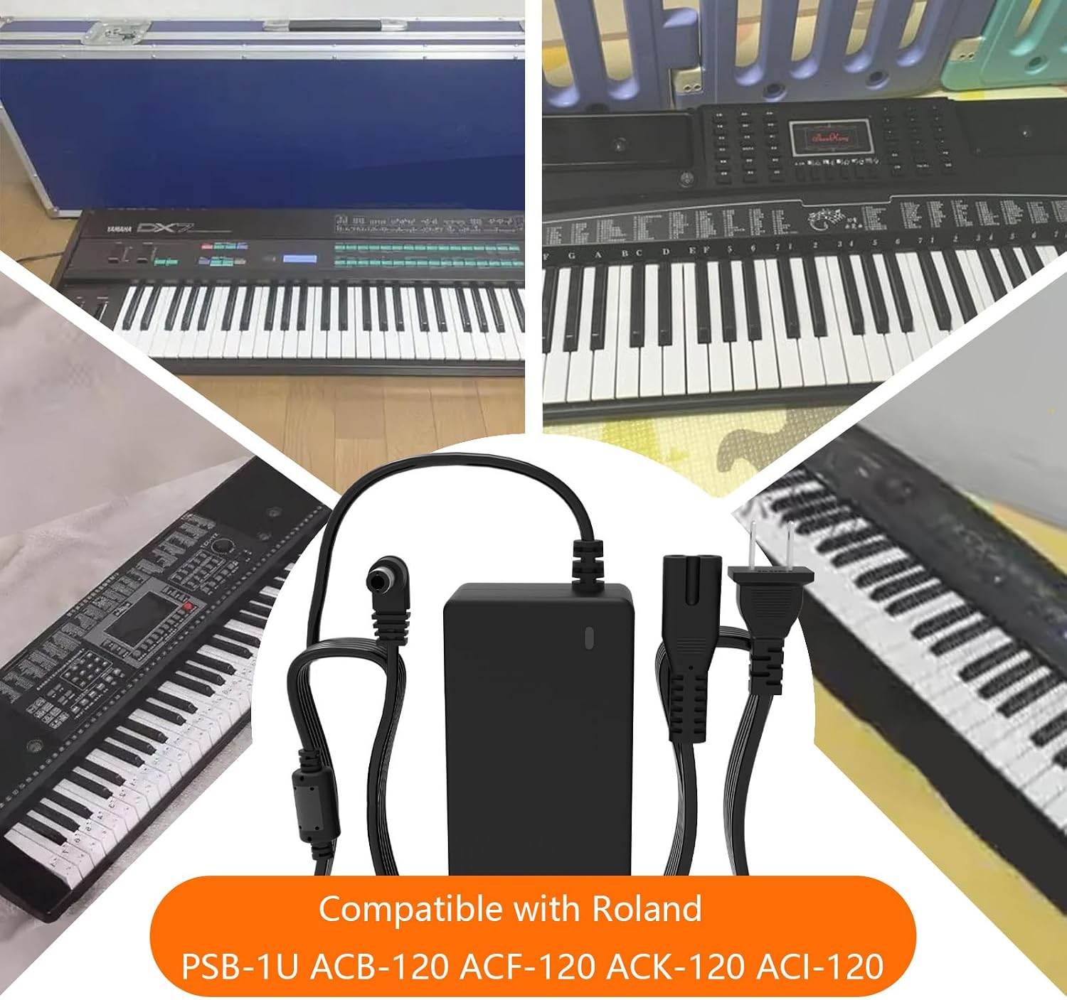 9V Power Adapter for Roland PSB-120 Electronic Keyboard Power Cord, Compatible with Roland PSB-1U ACB-120 ACF-120 ACK-120 ACI-120 Charger