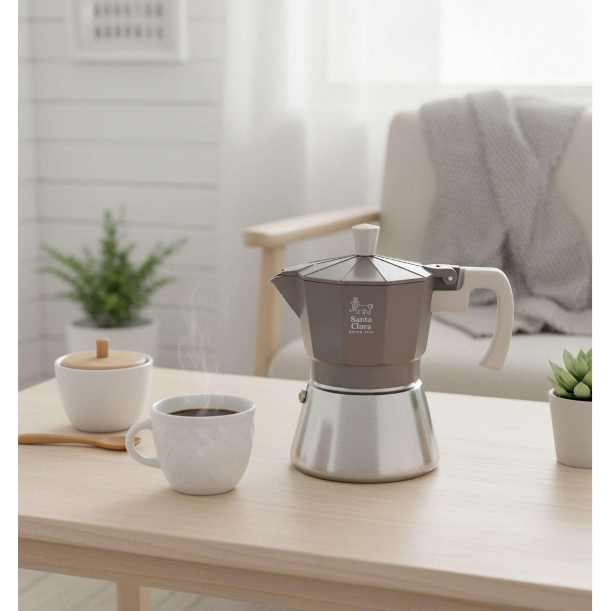 INDE SANTA CLARA | Cafetera Italiana Moka Nordkitch 6 Tazas 300 ml, Cuerpo de Aluminio y Base de Acero Inoxidable, Apta para Inducción y Todo Tipo de Fuegos, Asa Soft Touch — view 7