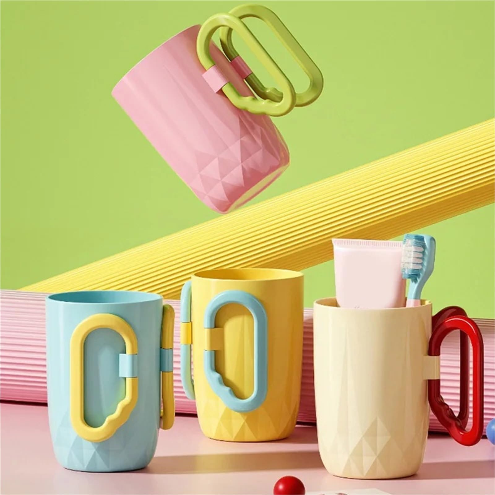 2 Piezas Vaso for Cepillo de Dientes Color sólido para Baño