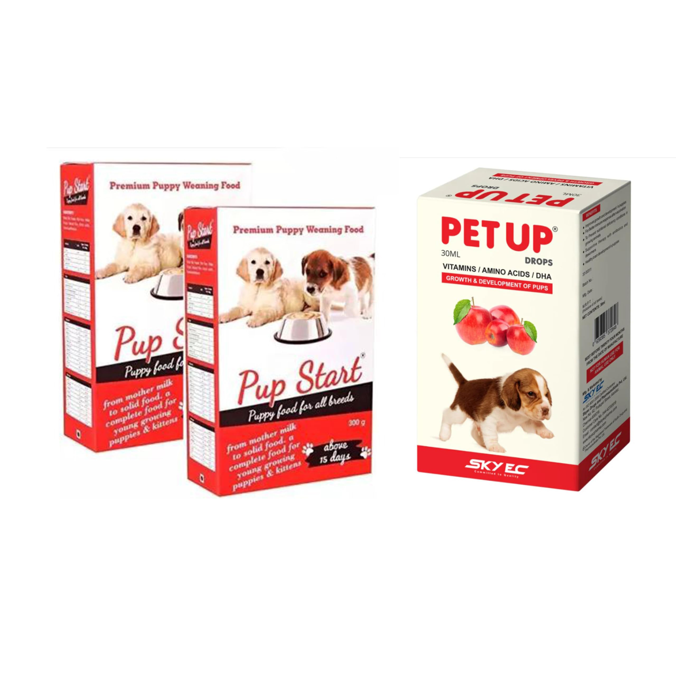 Combo Pack Pup Start and Pet Up Drops for Puppies and Kittens, Puppy Weaning Diet, Healthy Dog Food for All Breeds, Supports Immunity & Digestive Health (Set of 2+1)