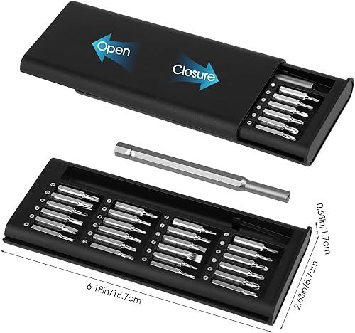 Miniatura 3 de Juego de mini destornilladores 24 en 1, juego de destornilladores de micro precisión con Phillips magnéticoscabeza planapuntas de estrella,