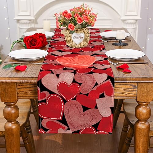 Miniatura 2 de Siilues Camino de mesa de San Valentín, corazón de amor, decoración del día de San Valentín, camino de San Valentín para mesa, decoración de