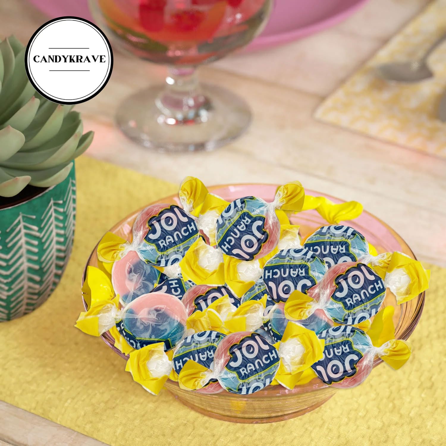 Jollie Ranchers 2 in 1 Blue Raspberry & Watermelon Hard Candy Pack - Delicious Fruity Flavors - Individually Wrapped Mini Candies for Halloween, Thanksgiving, Birthdays, Gender Reveal & Pantry (1 lbs)