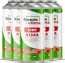 5in1 - Kältemittel R134a x 5, 235g Jede Dose für Auto Klimaanlage mit Öl, Dichtungsmittel, UV-Farbstoff, Trocknungsmittel - Schützt den Kompressor