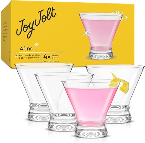 Miniatura 3 de JoyJolt Afina - Juego de 4 vasos de Martini sin tallo, vasos de licor de 8.5 onzas para cóctel y margarita, tazas de vidrio de bar, tazas de postre