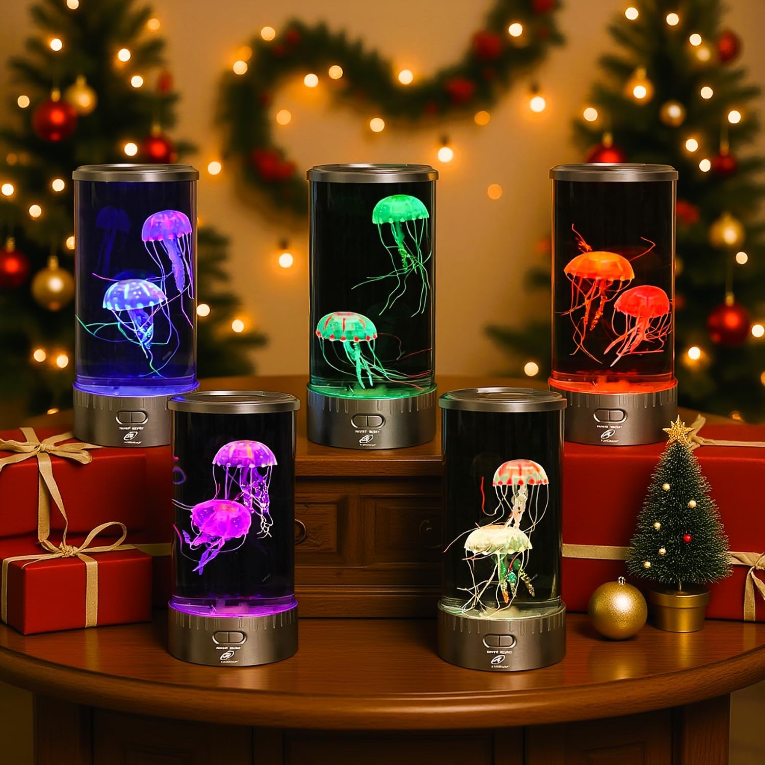 Lightahead Large Round LED Jellyfish Lamp – 18 LEDs with Vibrant Color-Changing Effects – The Ultimate Sensory Fake Aquarium for Decoration, Autism, ADHD, Stress & Anxiety Relief – Ideal Gift (Large) Large (14 Inches Tall)