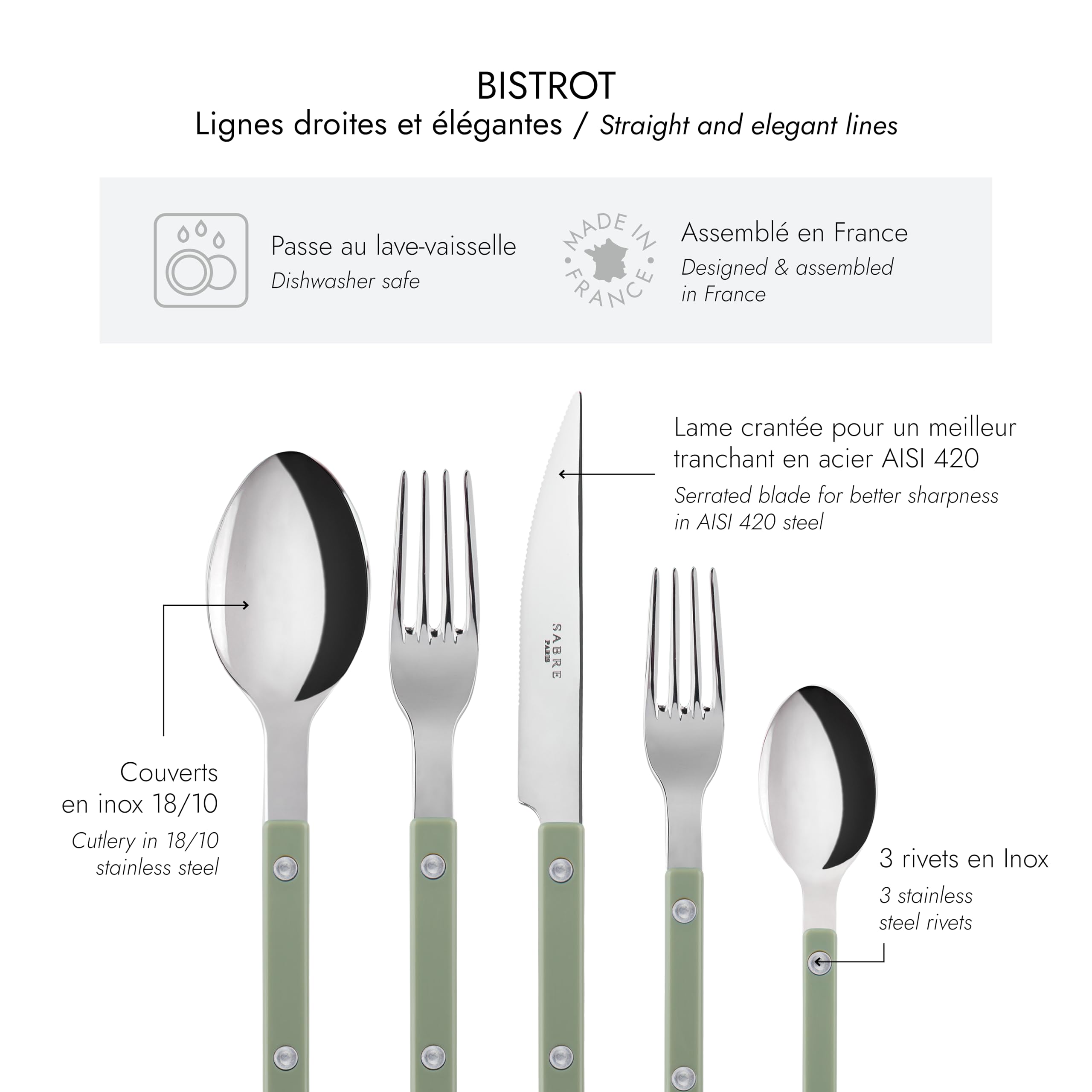 Amazon.com: SABRE PARIS - 20-Piece Flatware Set for 4 - Bistrot