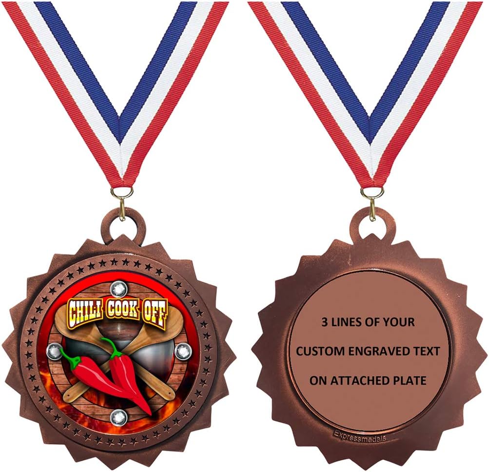 1 to 50 Packs Chili Cook Off Bronze Large 3 Inch Engraved Medals Trophy Award Personalized Free D03-FCL437