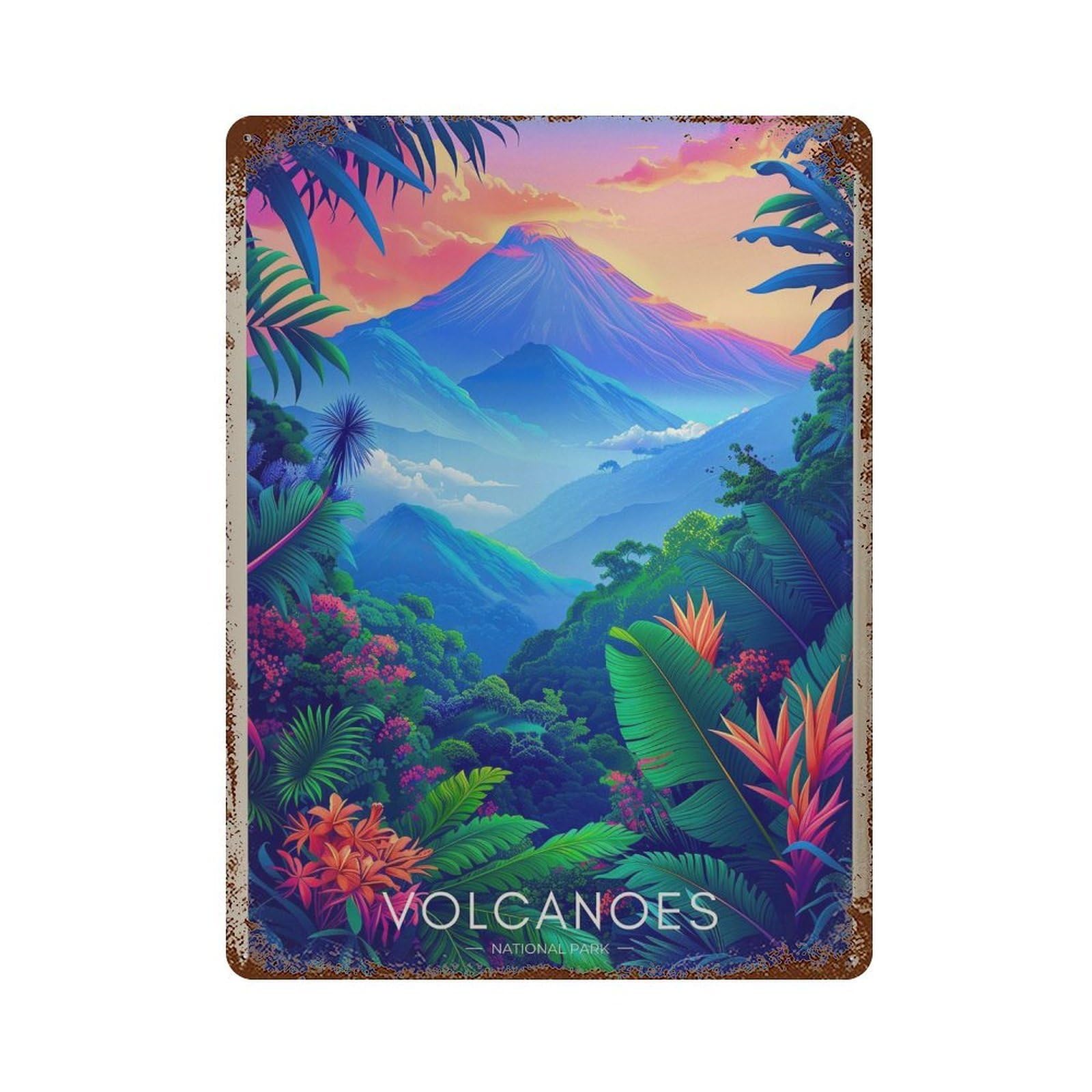 xiaoxiaoshen Volcanoes National Park Rwanda Travel Africa Wall Decor Art Metal Tin Poster Modern Home Decor Art Home Bar Shop Decorations Vintage Sign 40x30cm