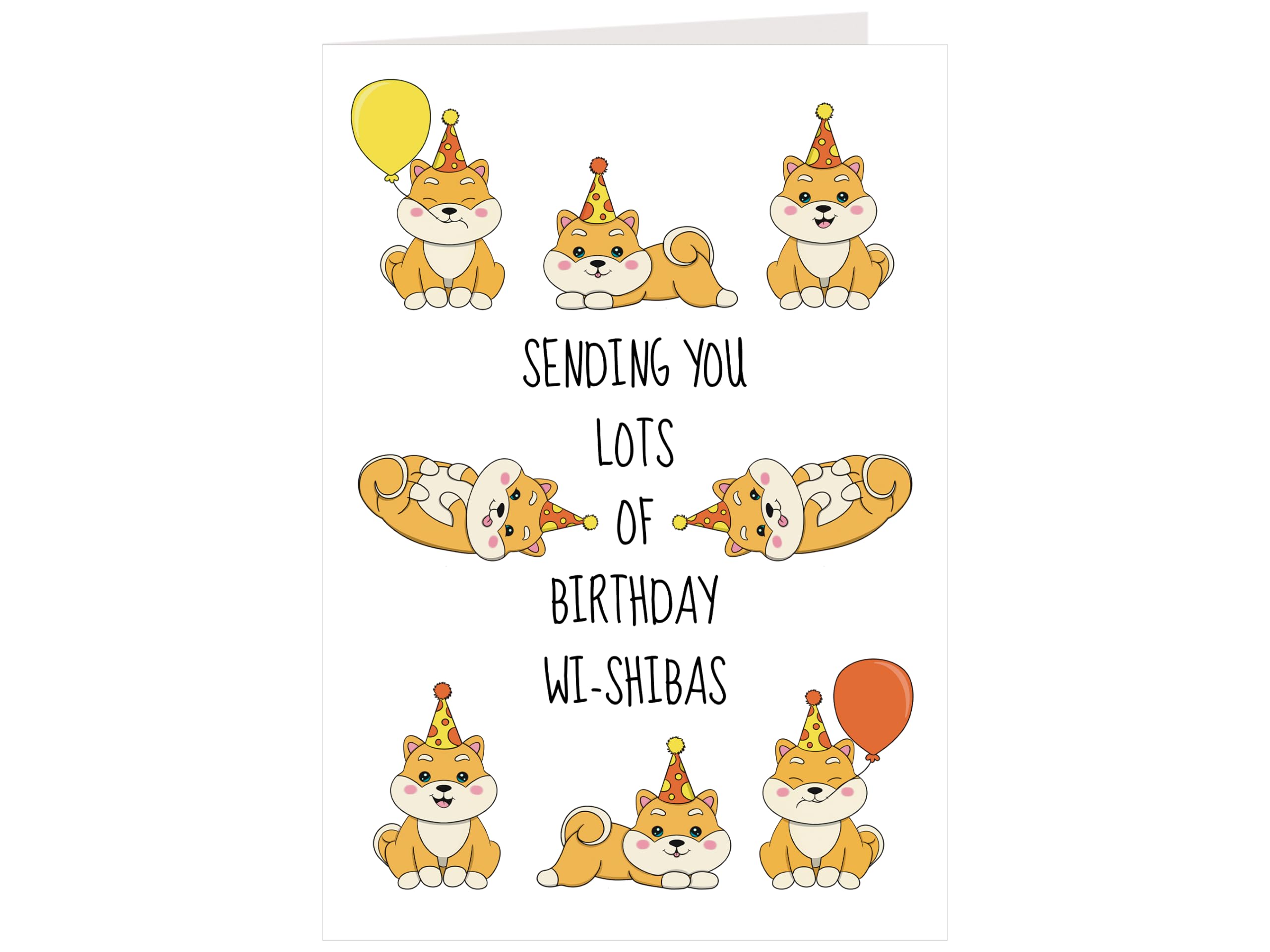 Funny Shiba Inu Birthday Card for Dog Lovers – Birthday Wi-Shibas Pun