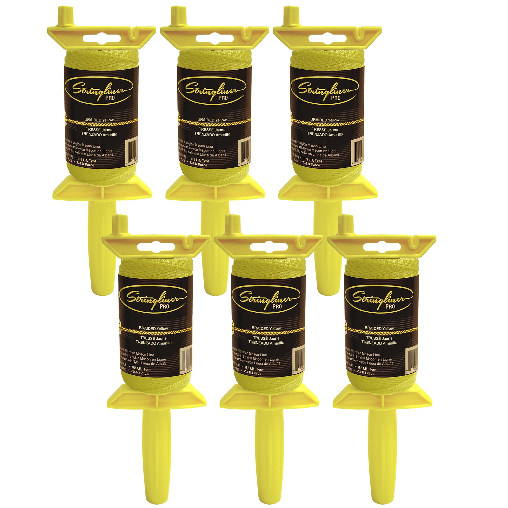 Stringliner 25750 Pro Mason’s Line Reels – 1 Lb. Stringliner® PRO BRAIDED YELLOW 1000'. (6 Pack)
