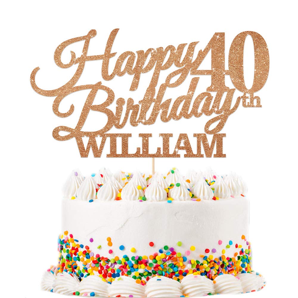 EDSG Personalised Happy Birthday Cake Topper - Custom with Any Name Any Age 16th, 18th, 21st, 30th, 50th, 60th, 80thοΌ 90th Cake Decoration - Multicolours Double Sided Glitter Paper Hand Finished in UK