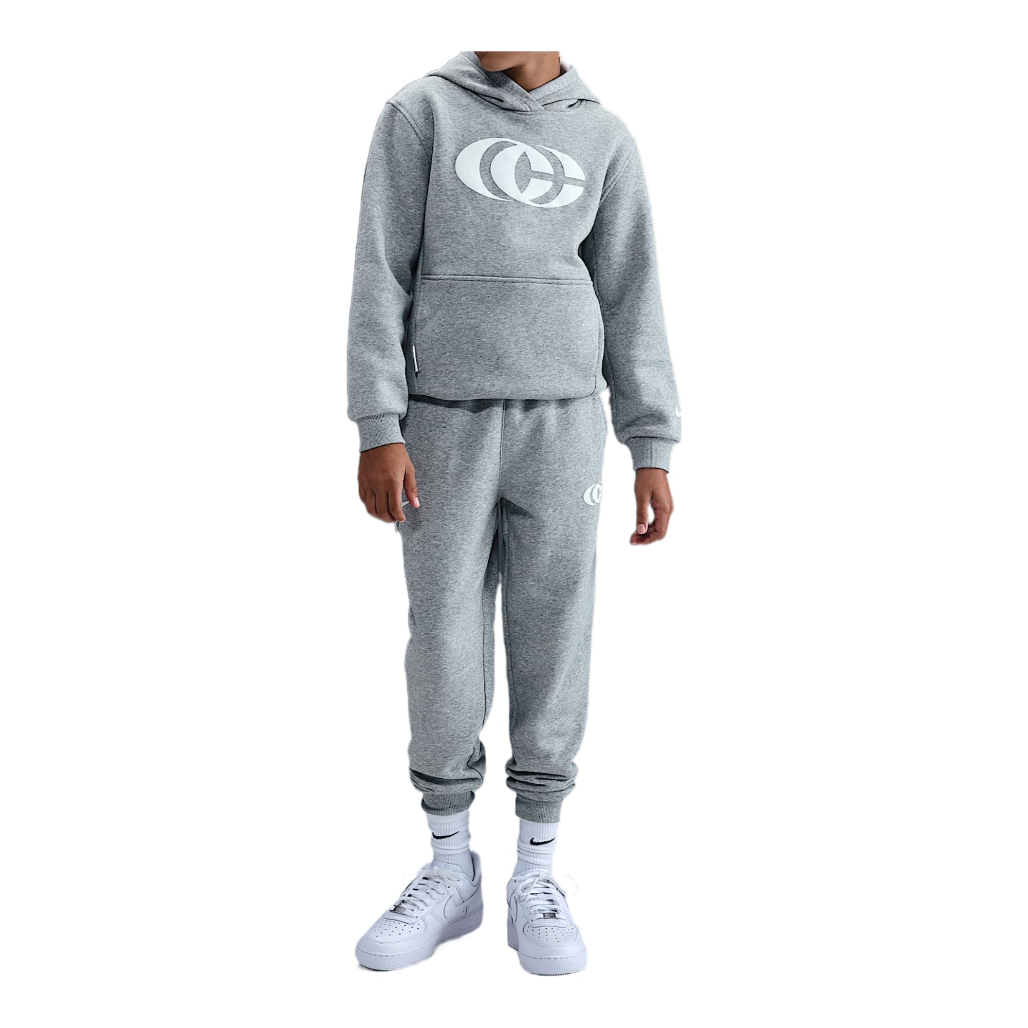 Caitlin Clark Big Kids' Fleece Pullover Hoodie (Dark Grey Heather/White/White) Size Medium