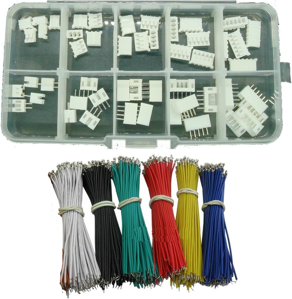 szdealhola 100pcs 10cm Wires with 25 Sets JST PH2.0 2.0mm Pitch Connectors Kit Plug Header 2 Pin to 6 Pin