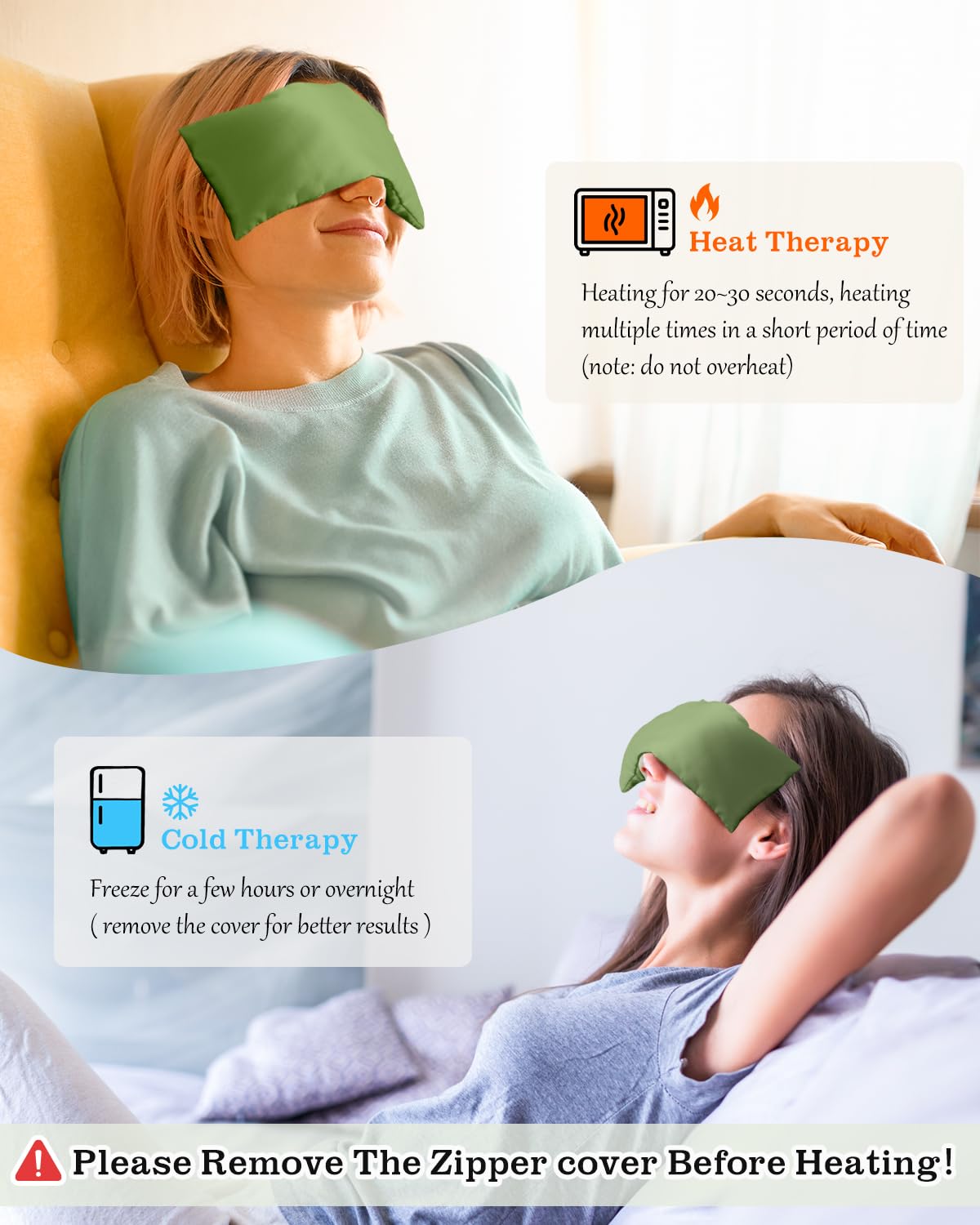 Hihealer Almohada de ojos de lavanda, máscara de ojos con peso para dormir, alivio del dolor de cabeza, presión sinusal, aromaterapia, compresa de ojos con calor húmedo, accesorios de meditación,