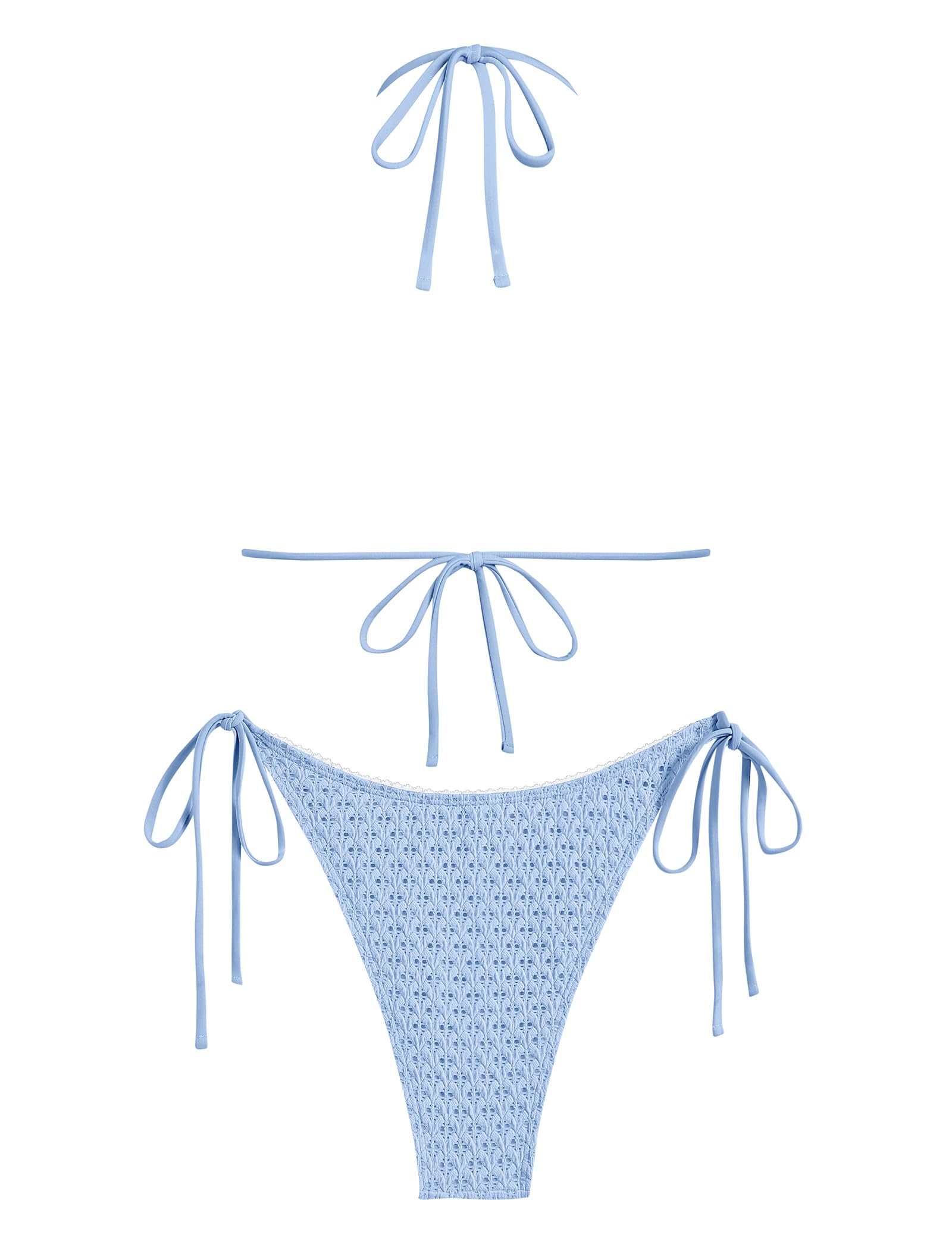 ZAFUL Women's Sexy Halter Bikini Sets Bow Decor Tiny Floral Print Bikini Swimsuits Tie Side Triangle Bathing Suits